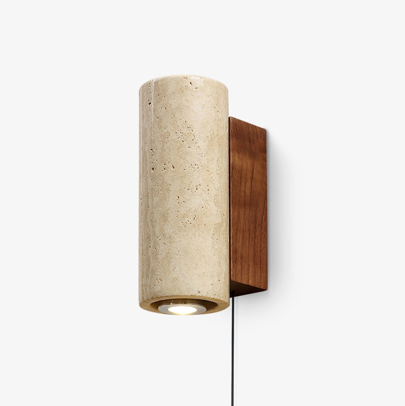 Blend Plug-in Wall Light, Plug-In Wall Sconce, Travertine, Dia 6.5cm x H 23cm