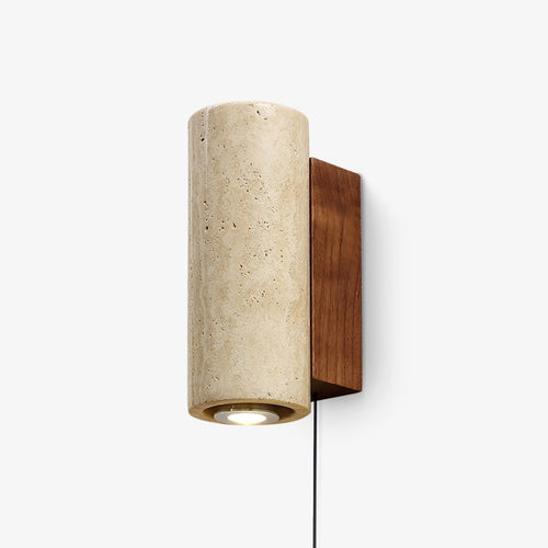 Blend Plug-in Wall Light, Plug-In Wall Sconce, Travertine, Dia 6.5cm x H 23cm
