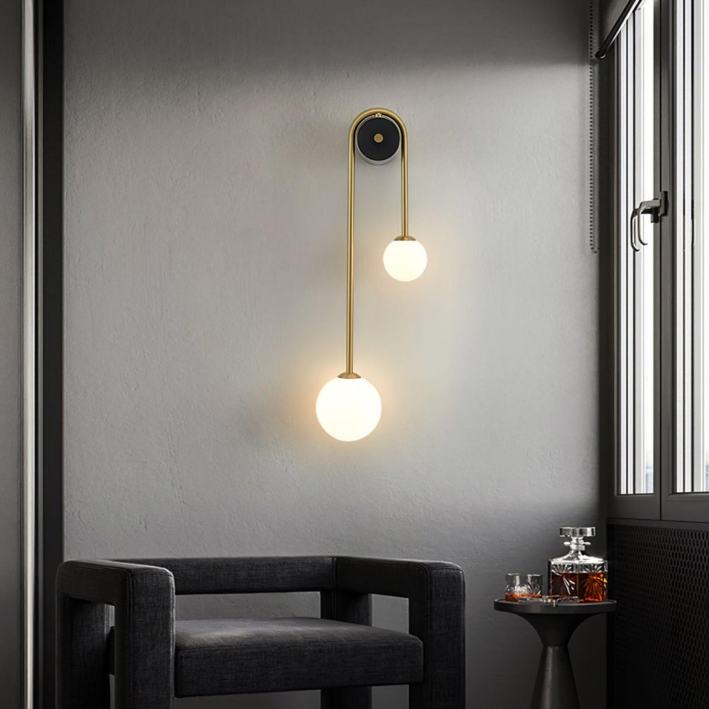 Brass Arc Wall Light, Hardwired Wall Sconce, detail 4
