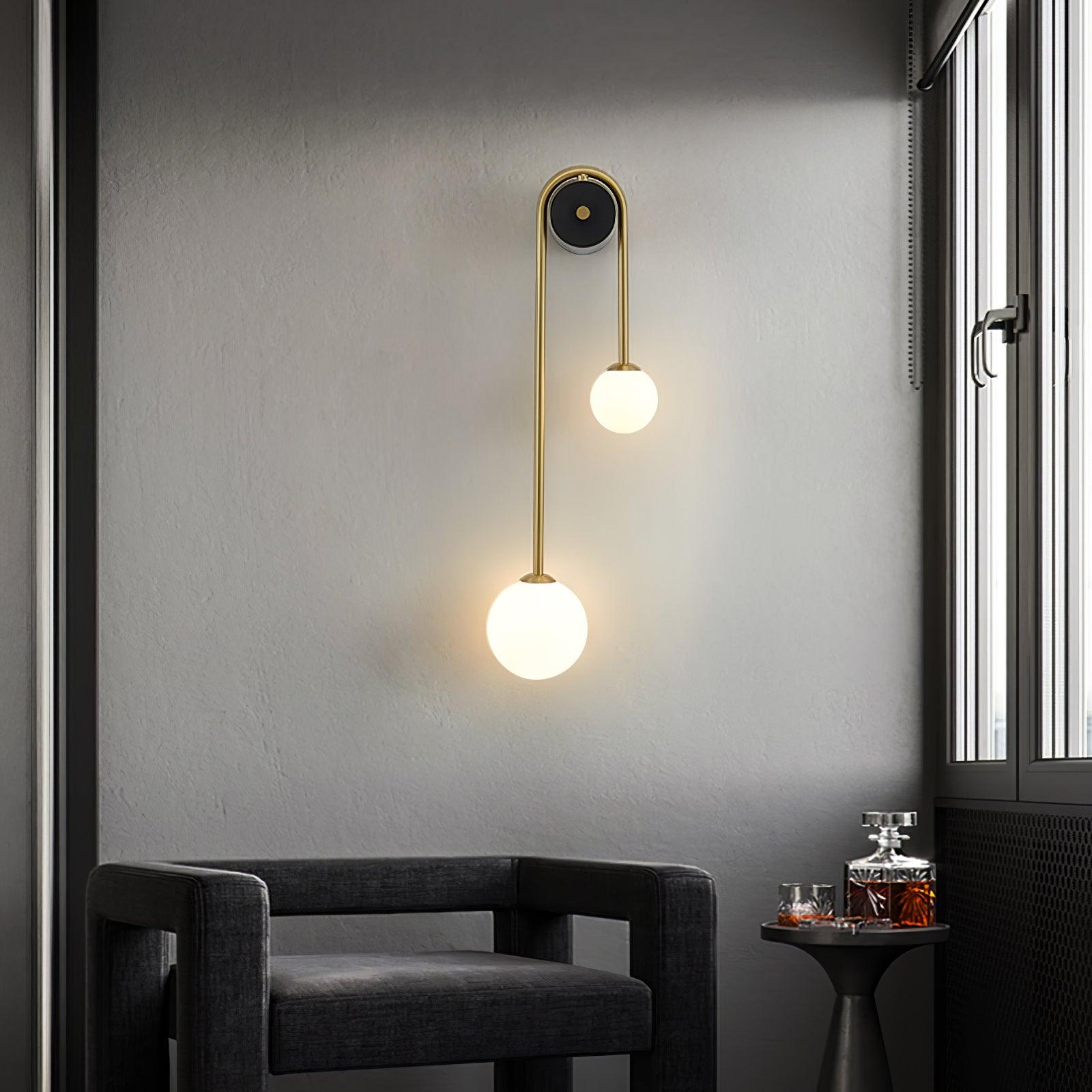 Brass Arc Wall Light, Hardwired Wall Sconce, detail 4