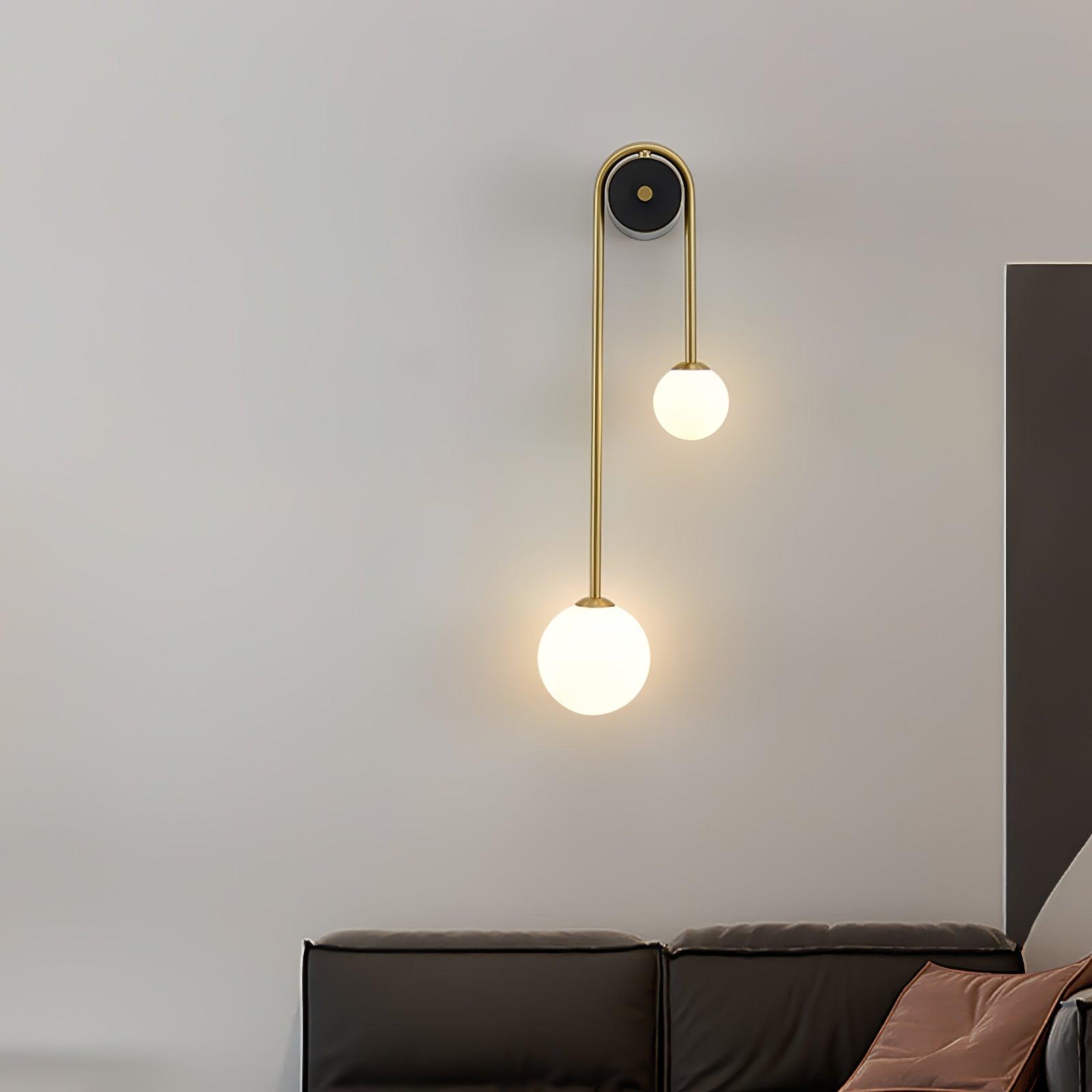 Brass Arc Wall Light, Hardwired Wall Sconce, detail 3