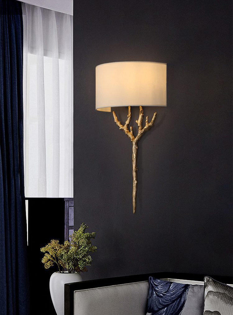 Brass Branch Wall Light, Hardwired Wall Sconce, detail 2