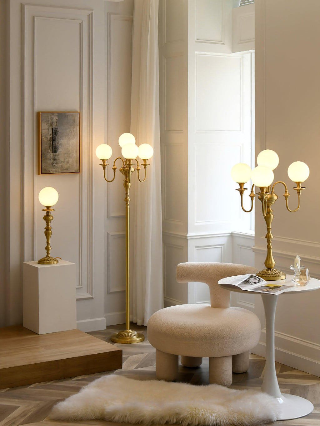 Brass Candelabra Floor Light 19.7", Floor Lamp, detail 5