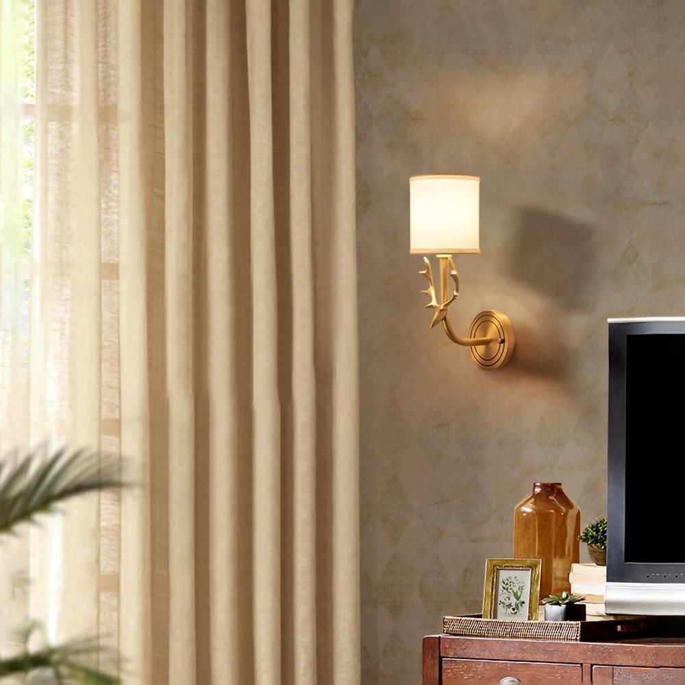 Brass Deer Head Wall Light, Hardwired Wall Sconce, detail 8
