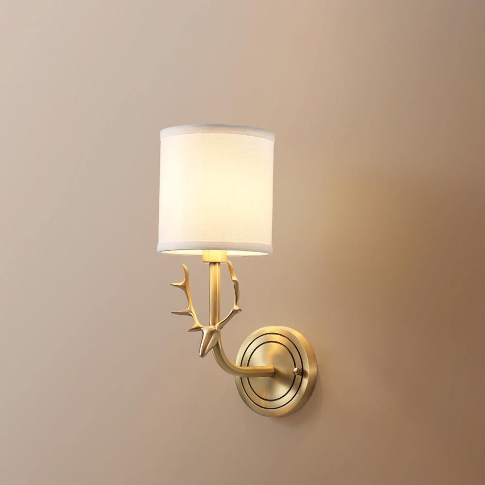 Brass Deer Head Wall Light, Hardwired Wall Sconce, detail 7