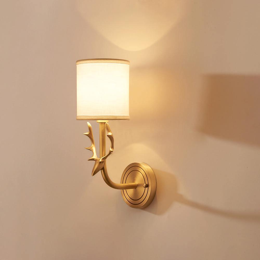 Brass Deer Head Wall Light, Hardwired Wall Sconce, detail 9