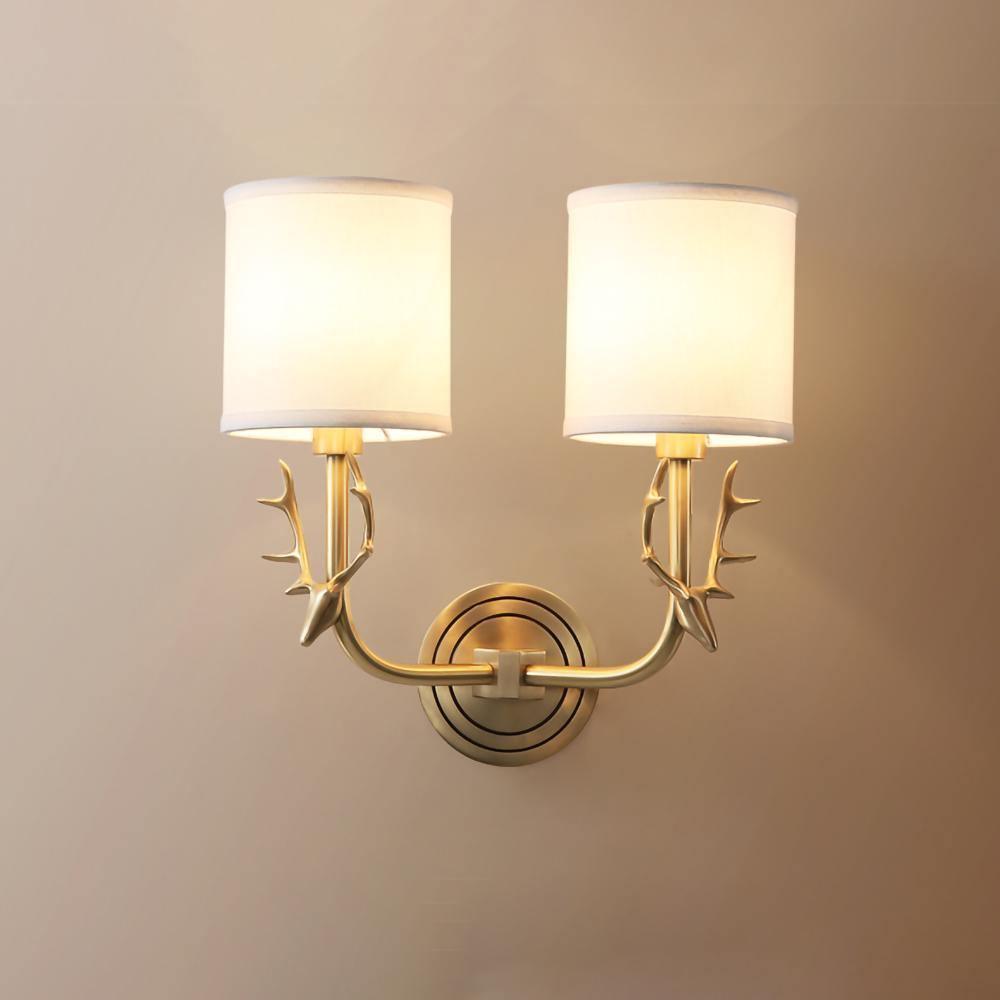 Brass Deer Head Wall Light, Hardwired Wall Sconce, detail 5