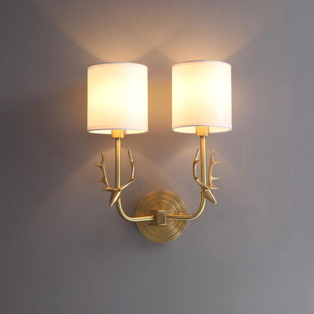 Brass Deer Head Wall Light, Hardwired Wall Sconce, detail 6