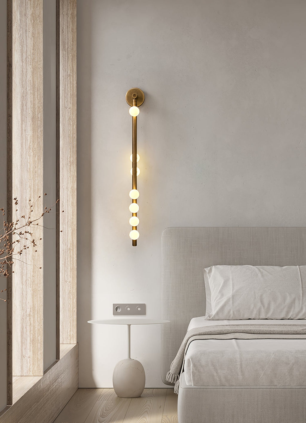 Brass Glass Tube Wall Light - 3 Heads Size: Dia 12cm x... Brass, Hardwired Wall Sconce, detail 7