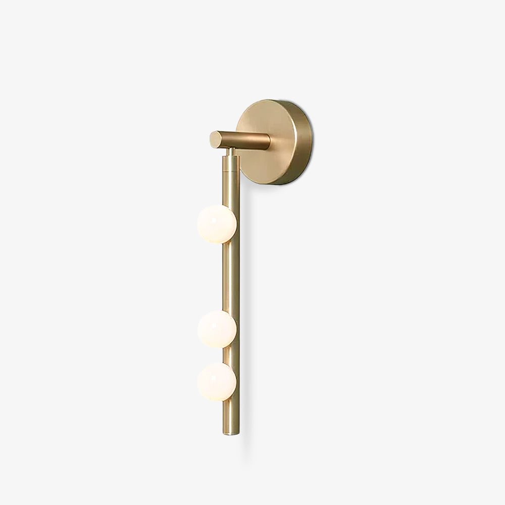 Brass Glass Tube Wall Light - 3 Heads Size: Dia 12cm x... Brass, Hardwired Wall Sconce, detail 2