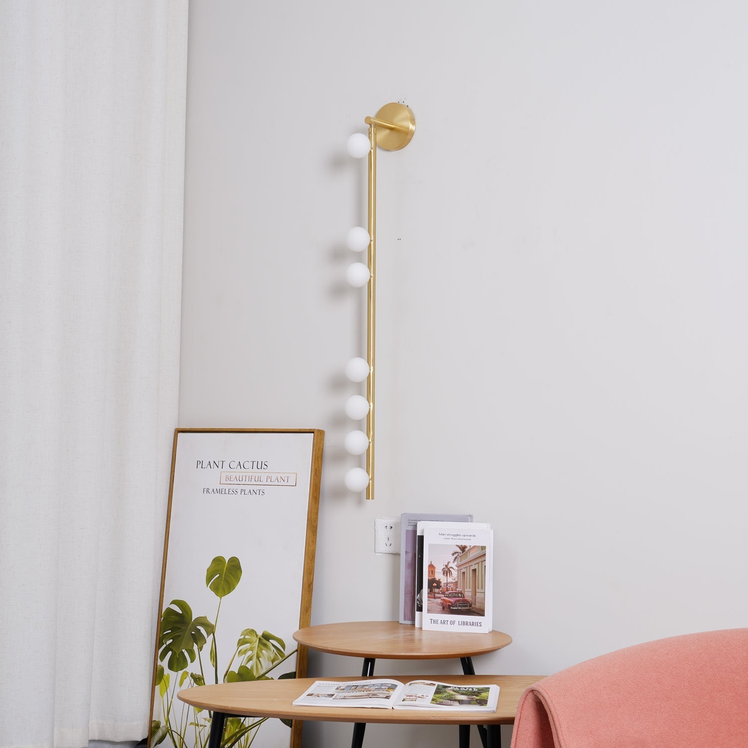 Brass Glass Tube Plug-In Wall Light, Plug-In Wall Sconce, detail 56