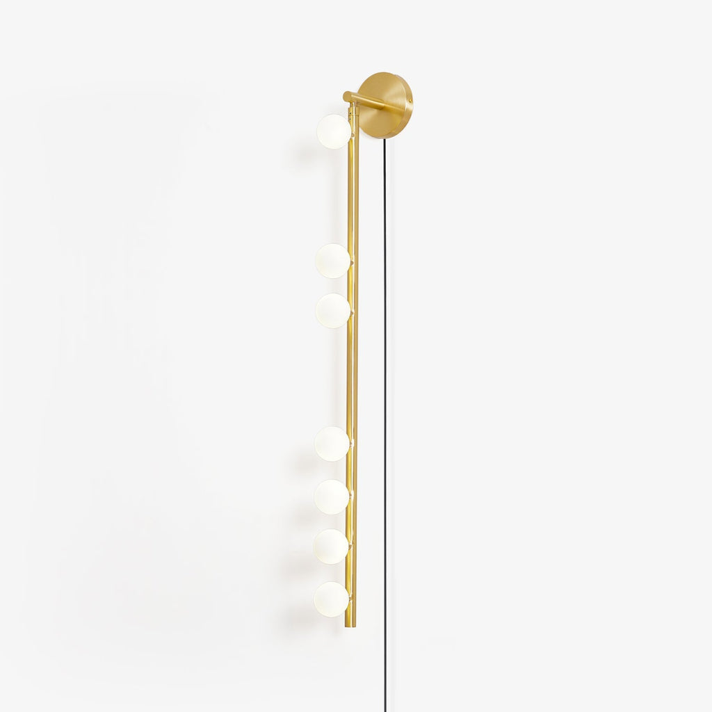 Brass Glass Tube Plug-In Wall Light, Plug-In Wall Sconce, Dia 12cm x H 50cm