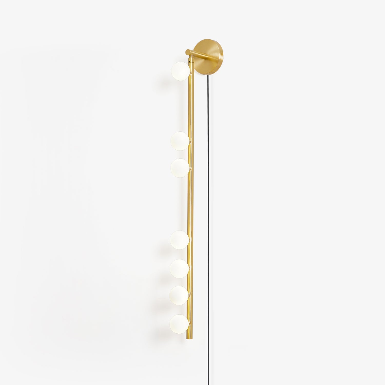 Brass Glass Tube Plug-In Wall Light, Plug-In Wall Sconce, Dia 12cm x H 50cm