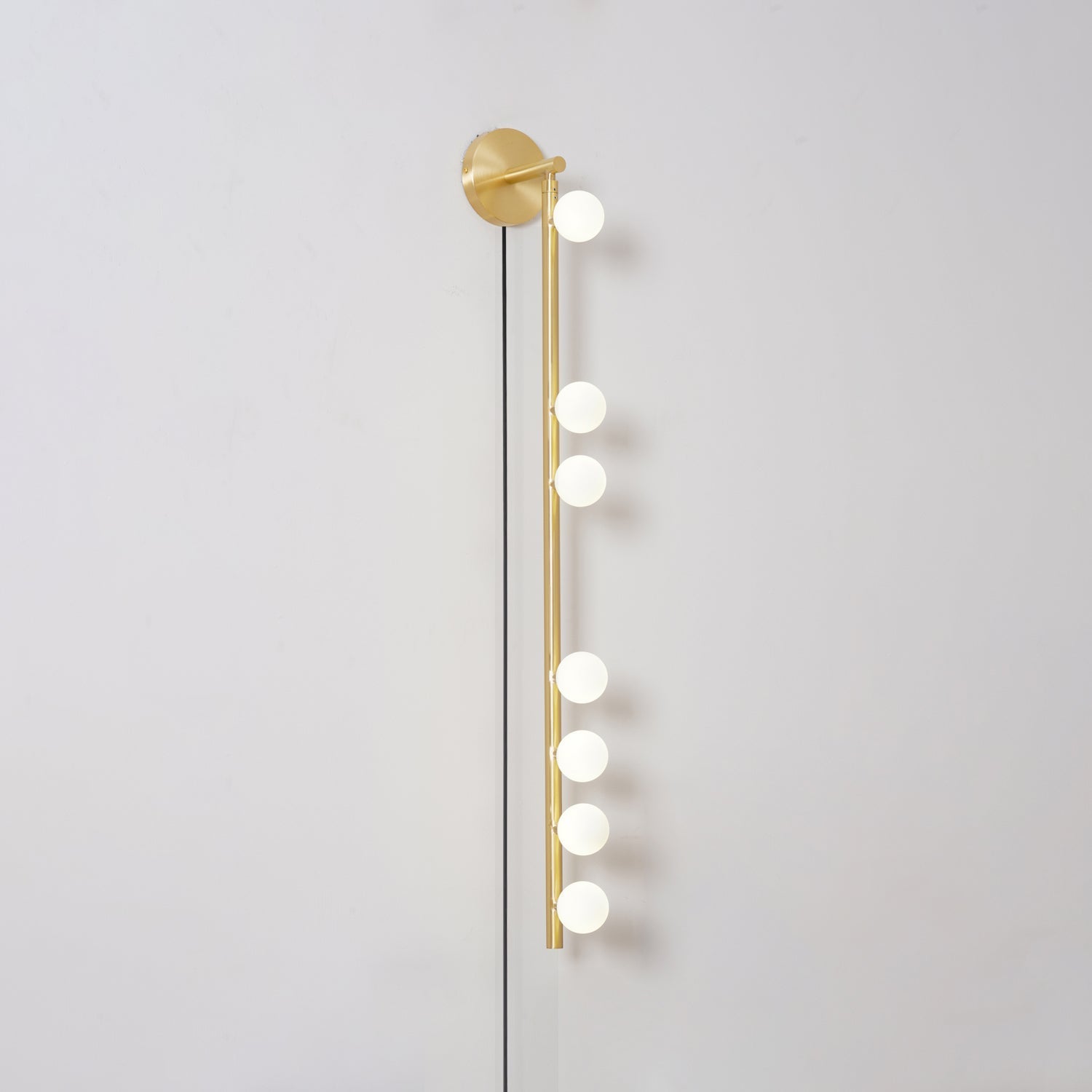 Brass Glass Tube Plug-In Wall Light, Plug-In Wall Sconce, detail 6