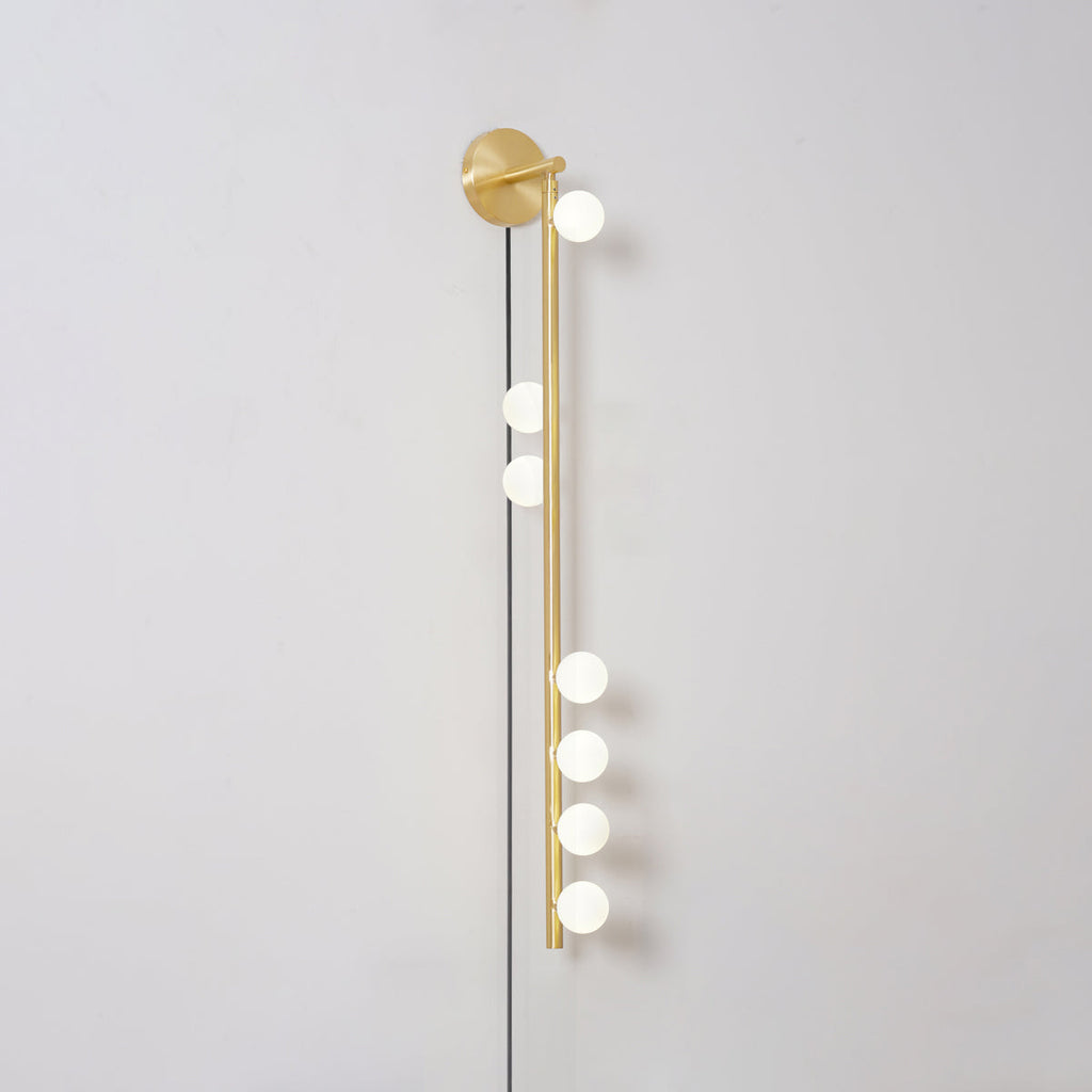 Brass Glass Tube Plug-In Wall Light, Plug-In Wall Sconce, detail 5