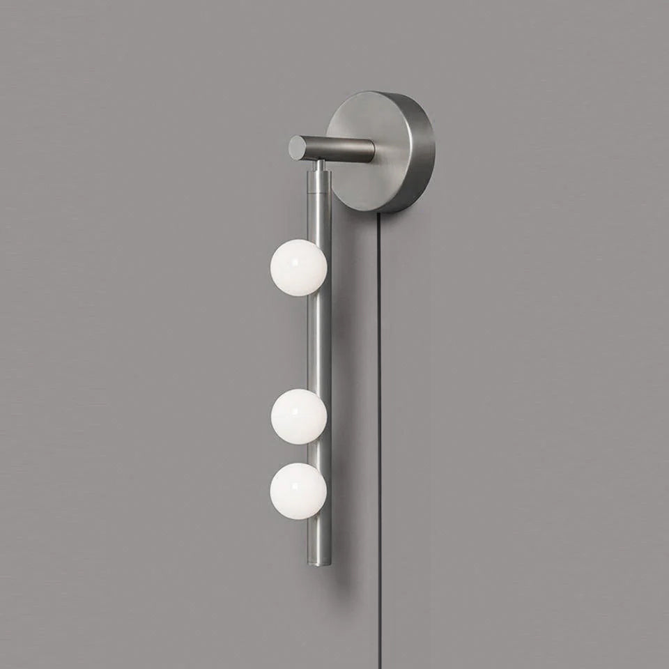 Brass Glass Tube Plug-In Wall Light, Plug-In Wall Sconce, detail 13