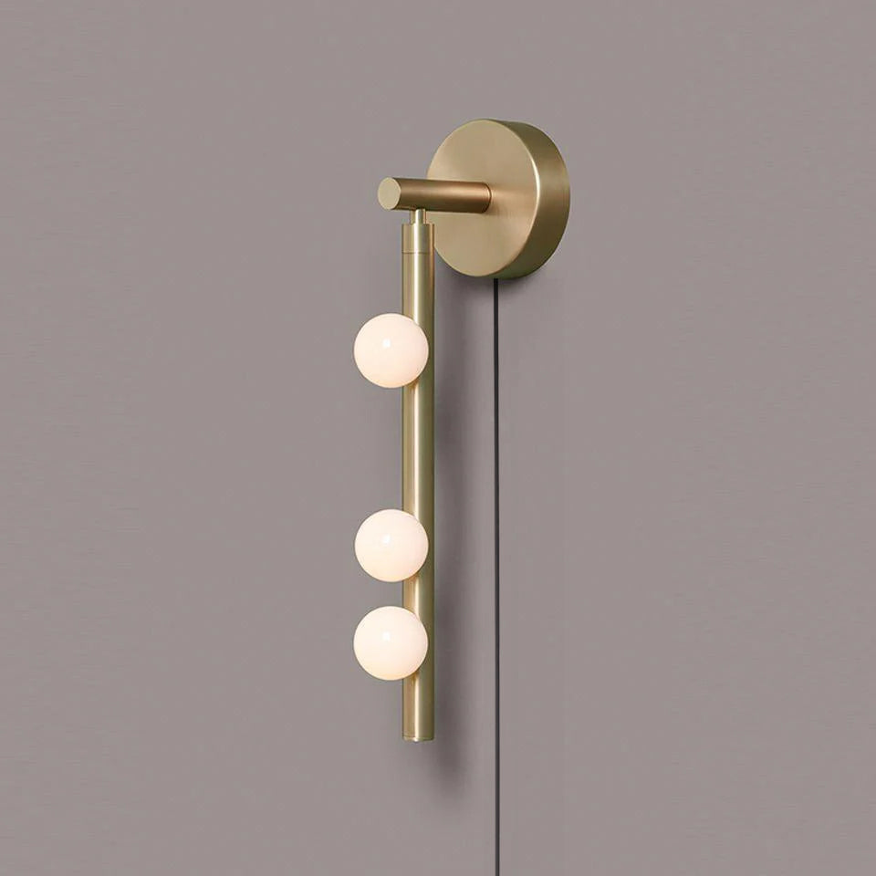 Brass Glass Tube Plug-In Wall Light, Plug-In Wall Sconce, detail 10