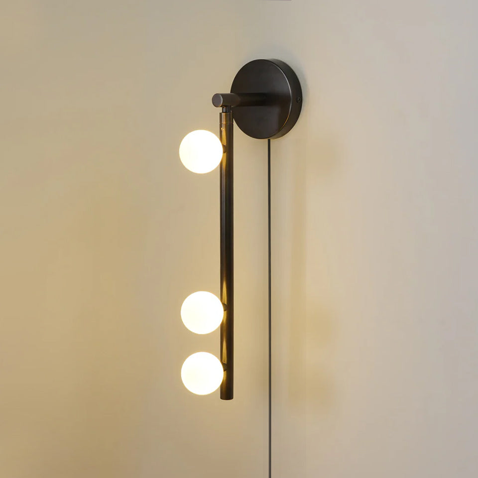 Brass Glass Tube Plug-In Wall Light, Plug-In Wall Sconce, detail 9