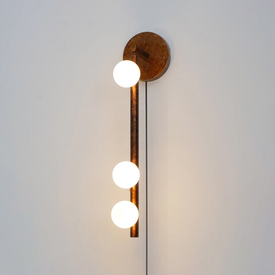 Brass Glass Tube Plug-In Wall Light, Plug-In Wall Sconce, detail 88