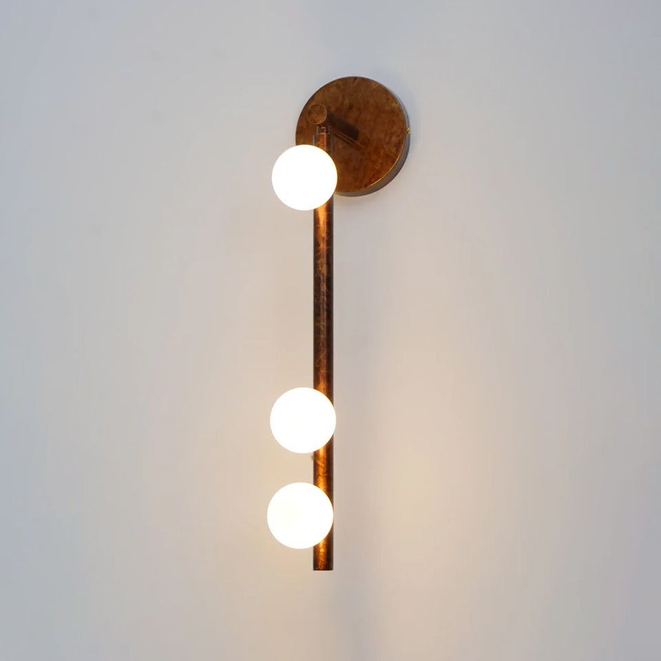 Brass Glass Tube Wall Light - 3 Heads Size: Dia 12cm x... Brass, Hardwired Wall Sconce, detail 86