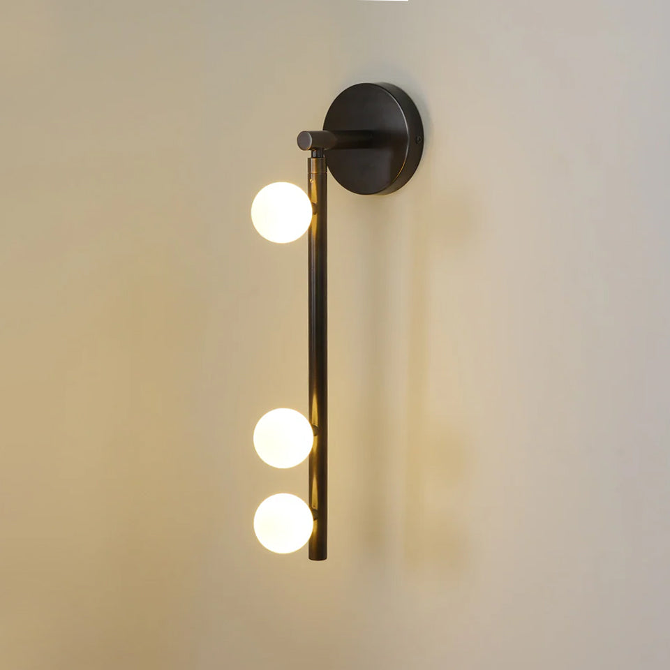 Brass Glass Tube Wall Light - 3 Heads Size: Dia 12cm x... Brass, Hardwired Wall Sconce, detail 87