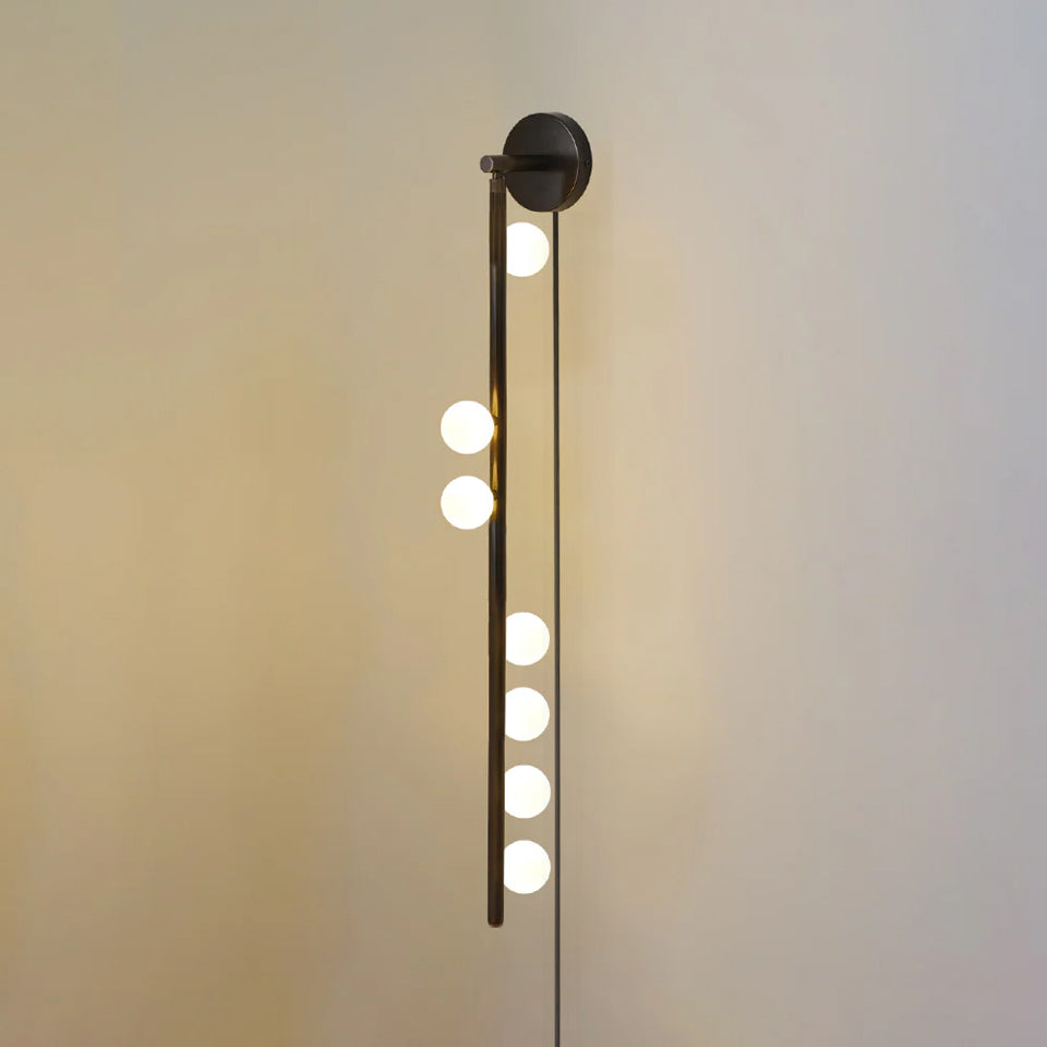 Brass Glass Tube Plug-In Wall Light, Plug-In Wall Sconce, detail 89