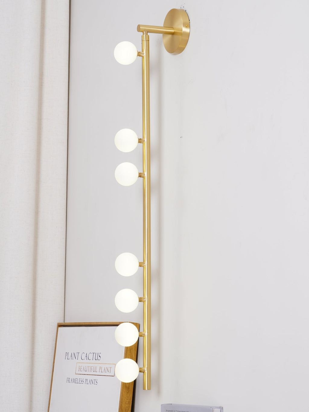 Brass Glass Tube Wall Light - 3 Heads Size: Dia 12cm x... Brass, Hardwired Wall Sconce, detail 60