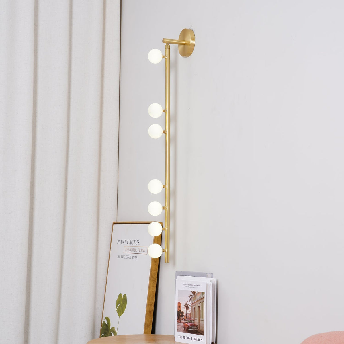 Brass Glass Tube Wall Light - 7 Heads A Φ 4.7 x H 39.4 Brass, Hardwired Wall Sconce, detail 17