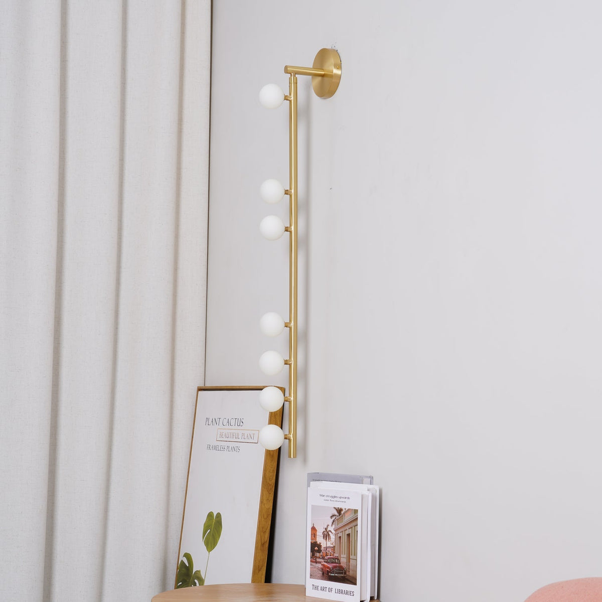 Brass Glass Tube Wall Light - 3 Heads Size: Dia 12cm x... Brass, Hardwired Wall Sconce, detail 24
