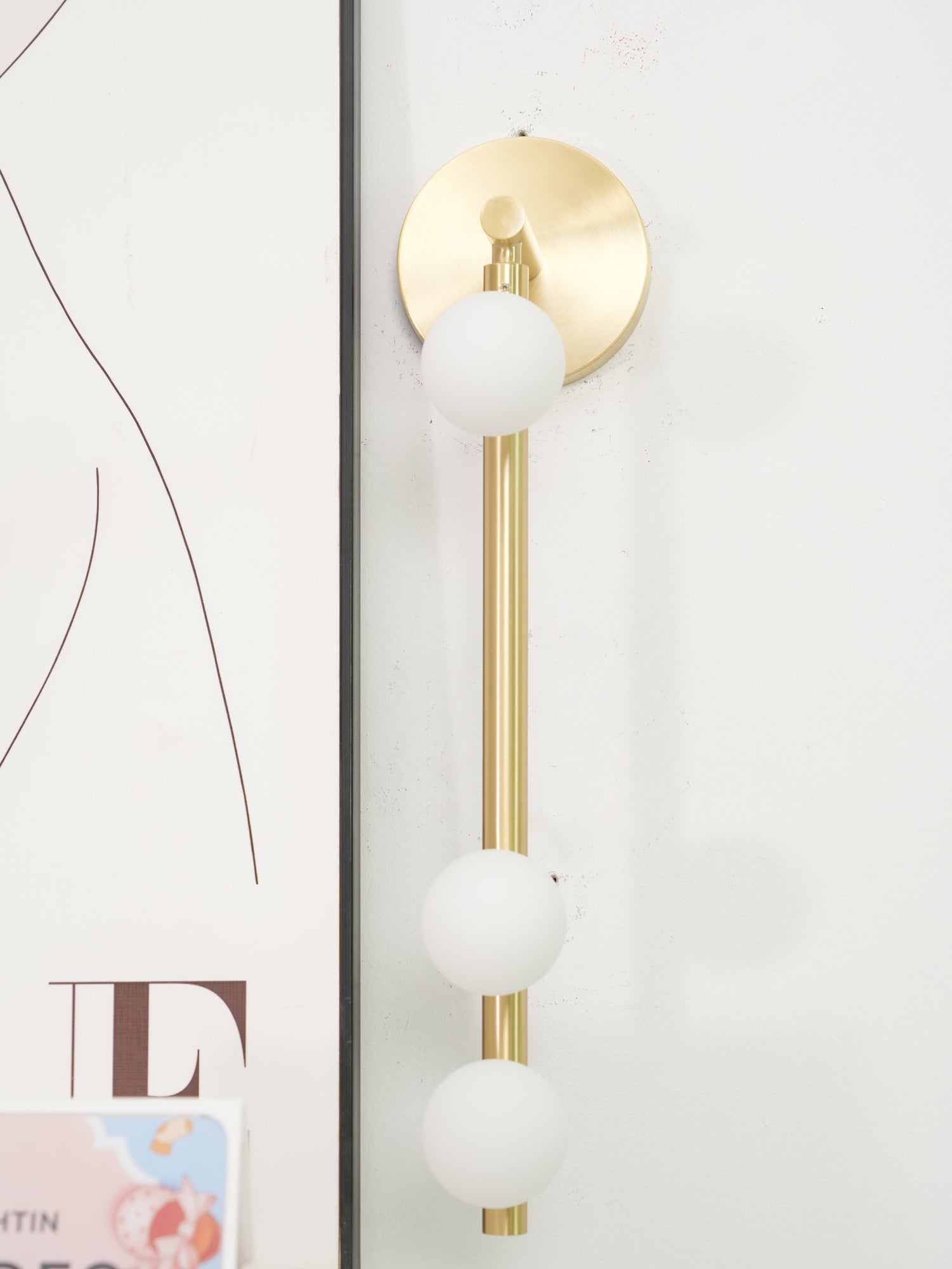 Brass Glass Tube Wall Light - 3 Heads Size: Dia 12cm x... Brass, Hardwired Wall Sconce, detail 48
