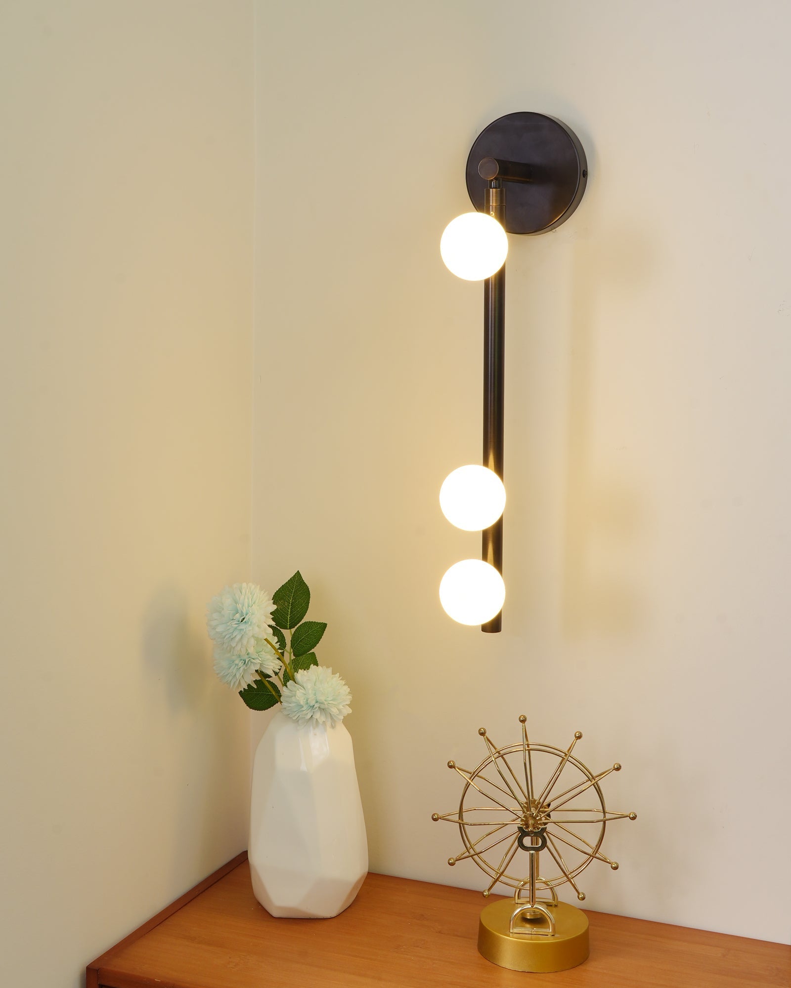 Brass Glass Tube Wall Light - 3 Heads Size: Dia 12cm x... Brass, Hardwired Wall Sconce, detail 67