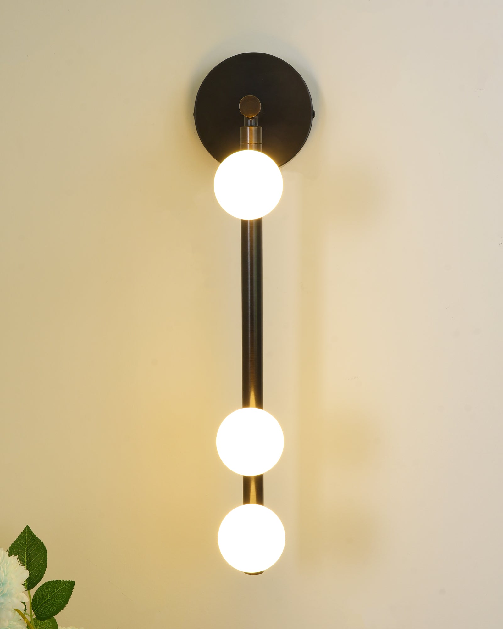 Brass Glass Tube Wall Light - 3 Heads Size: Dia 12cm x... Brass, Hardwired Wall Sconce, detail 68
