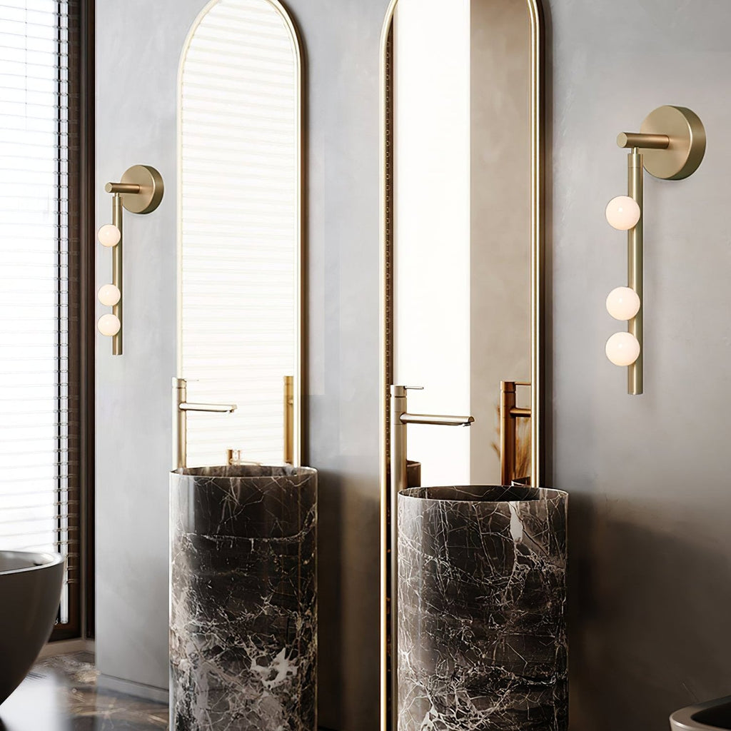 Brass Glass Tube Wall Light - 7 Heads A Φ 4.7 x H 39.4 Brass, Hardwired Wall Sconce, detail 4