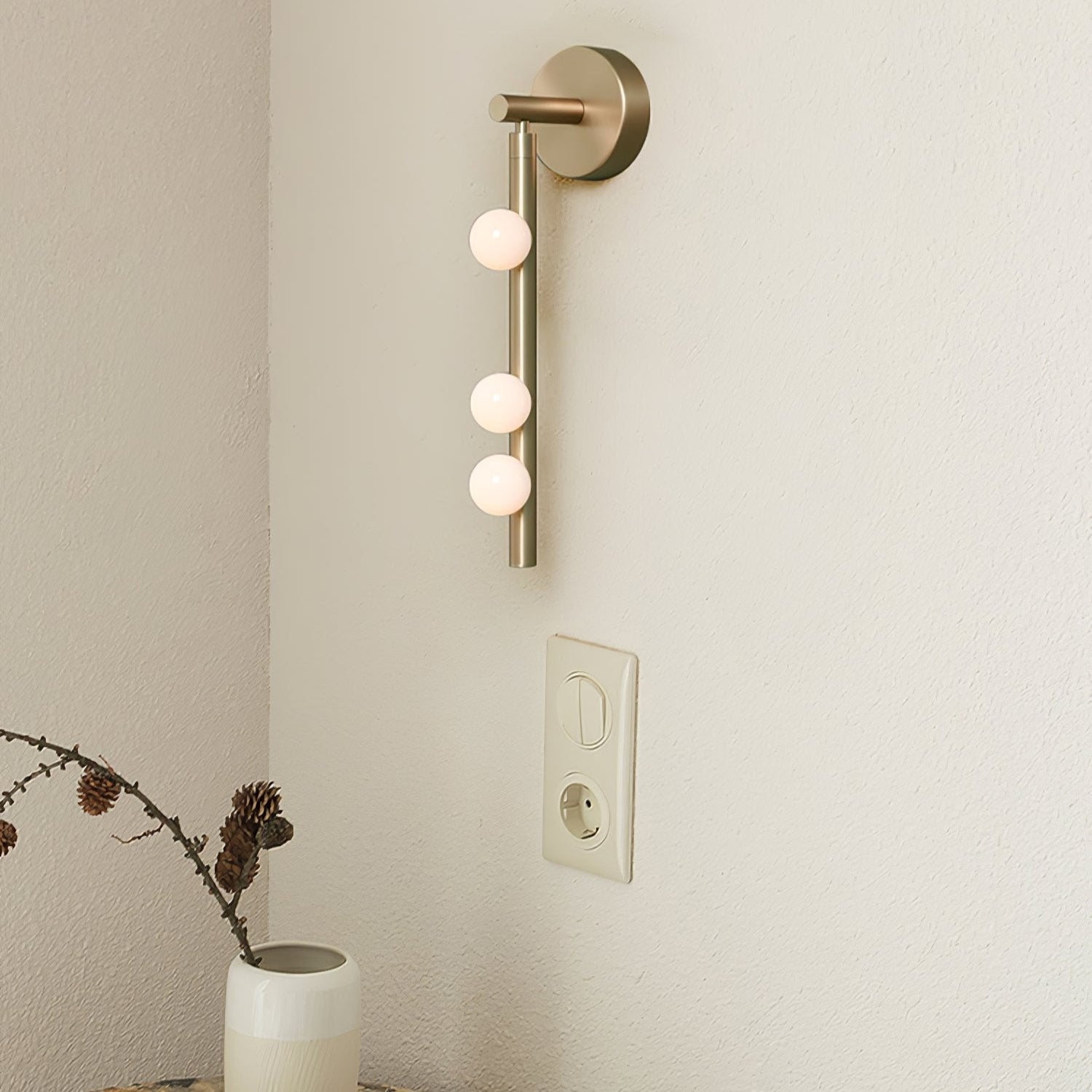 Brass Glass Tube Plug-In Wall Light, Plug-In Wall Sconce, detail 98