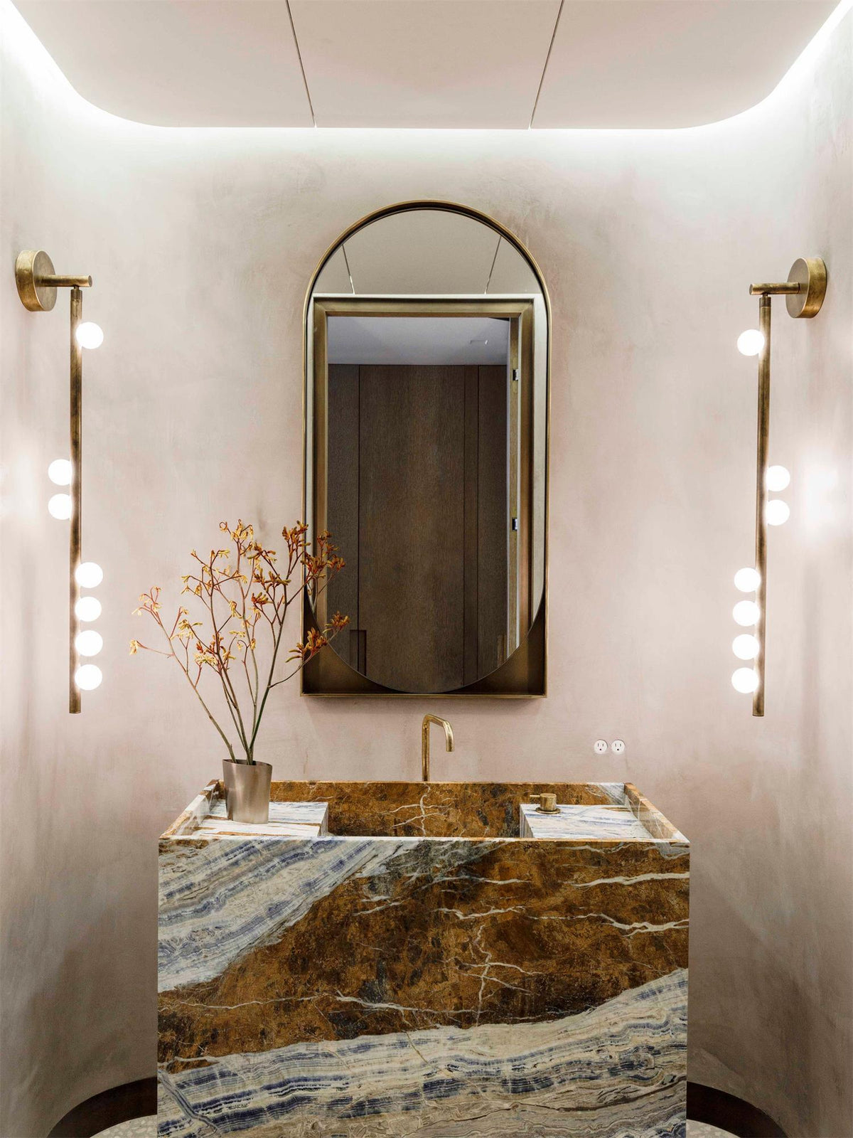 Brass Glass Tube Wall Light - 7 Heads A Φ 4.7 x H 39.4 Brass, Hardwired Wall Sconce, detail 14