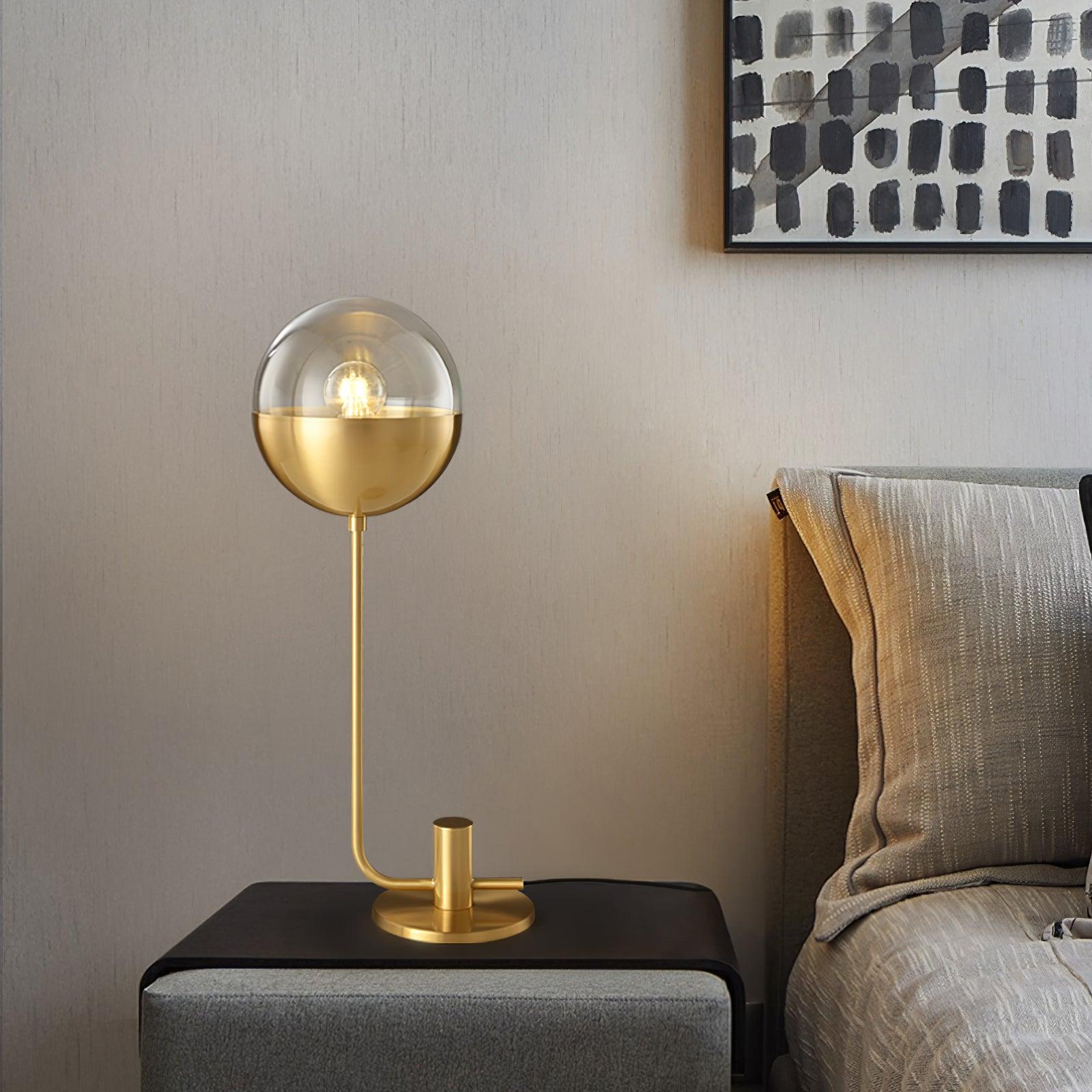 Brass Globular Table Light, Bedside Table Lamp, detail 7