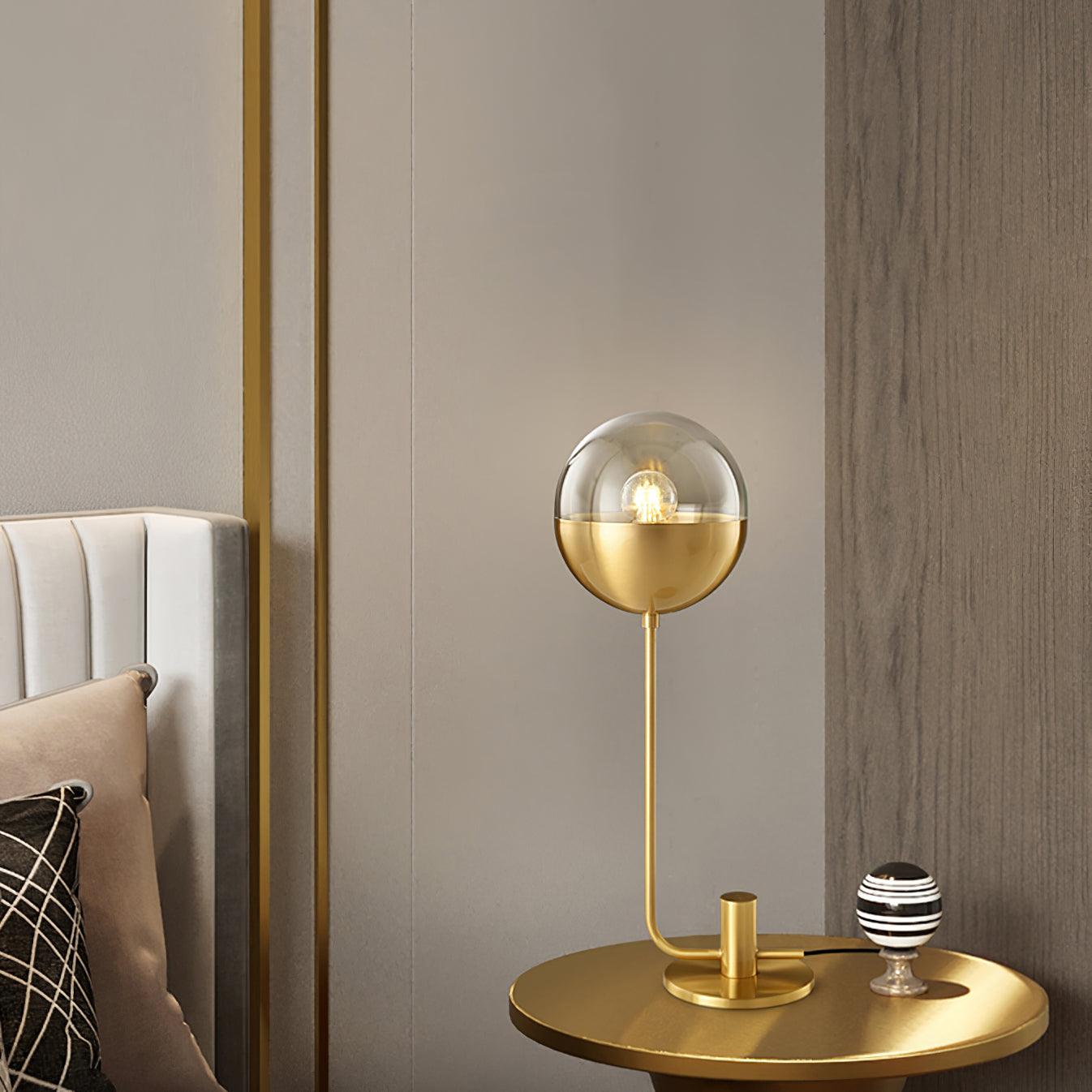 Brass Globular Table Light, Bedside Table Lamp, detail 3