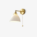 Brass Pleated Ceramic Wall Light, Hardwired Wall Sconce, Dia 17cm x H 23cm x L 34cm