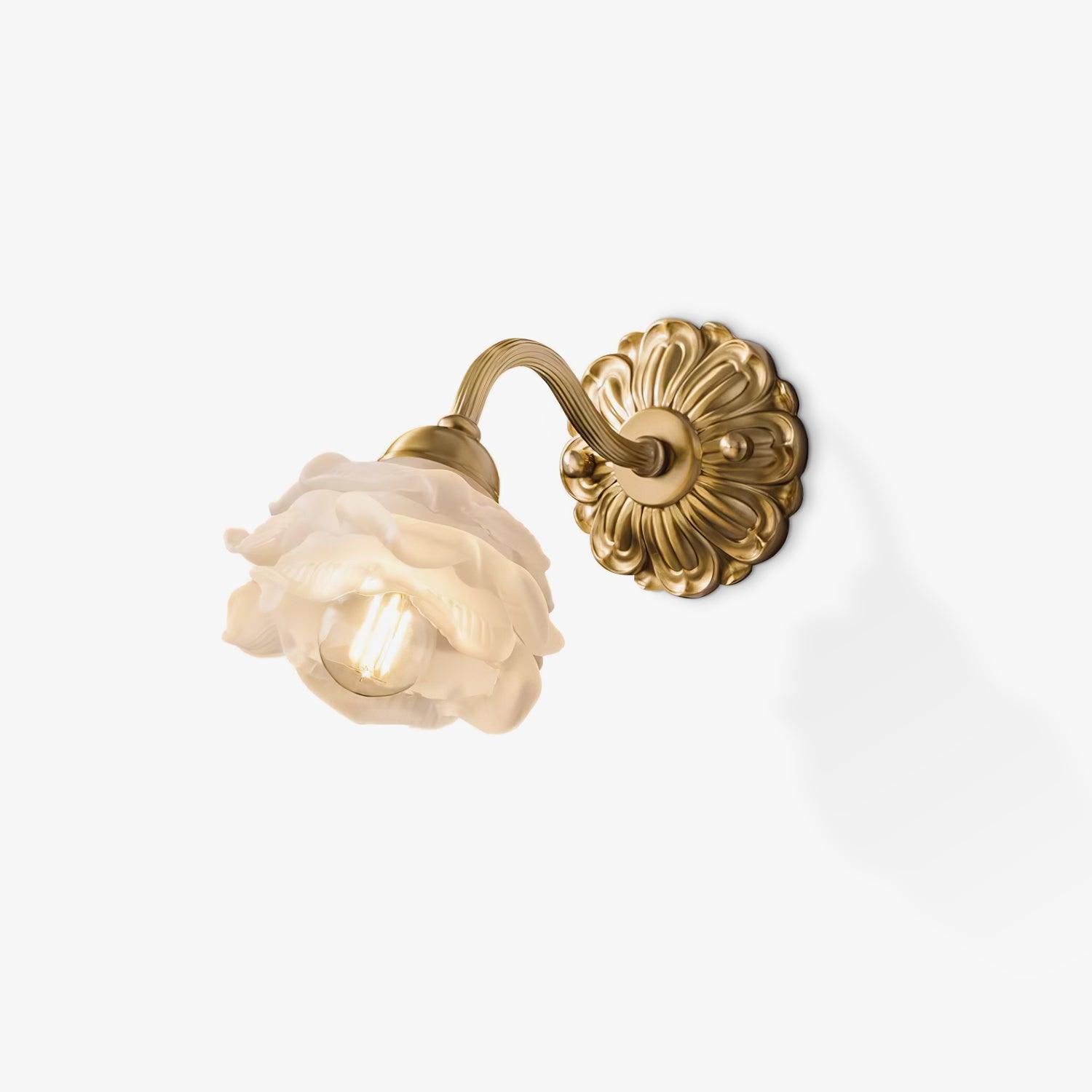 Brass Rose Wall Light, Hardwired Wall Sconce, W 32cm x H 22cm