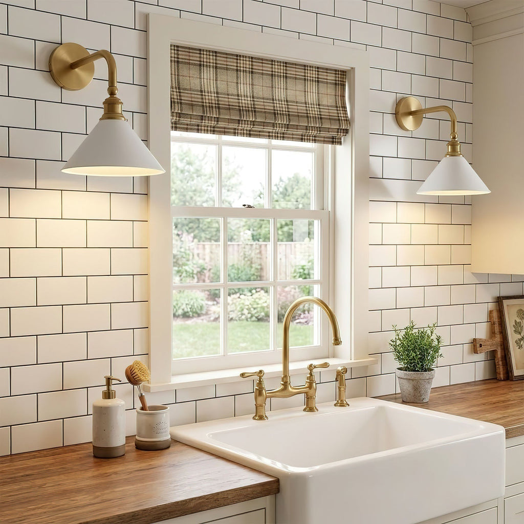 Bridgemont Wall Light - Dia 24cm x W 32cm x H 35cm Metal, Hardwired Wall Sconce, detail 7