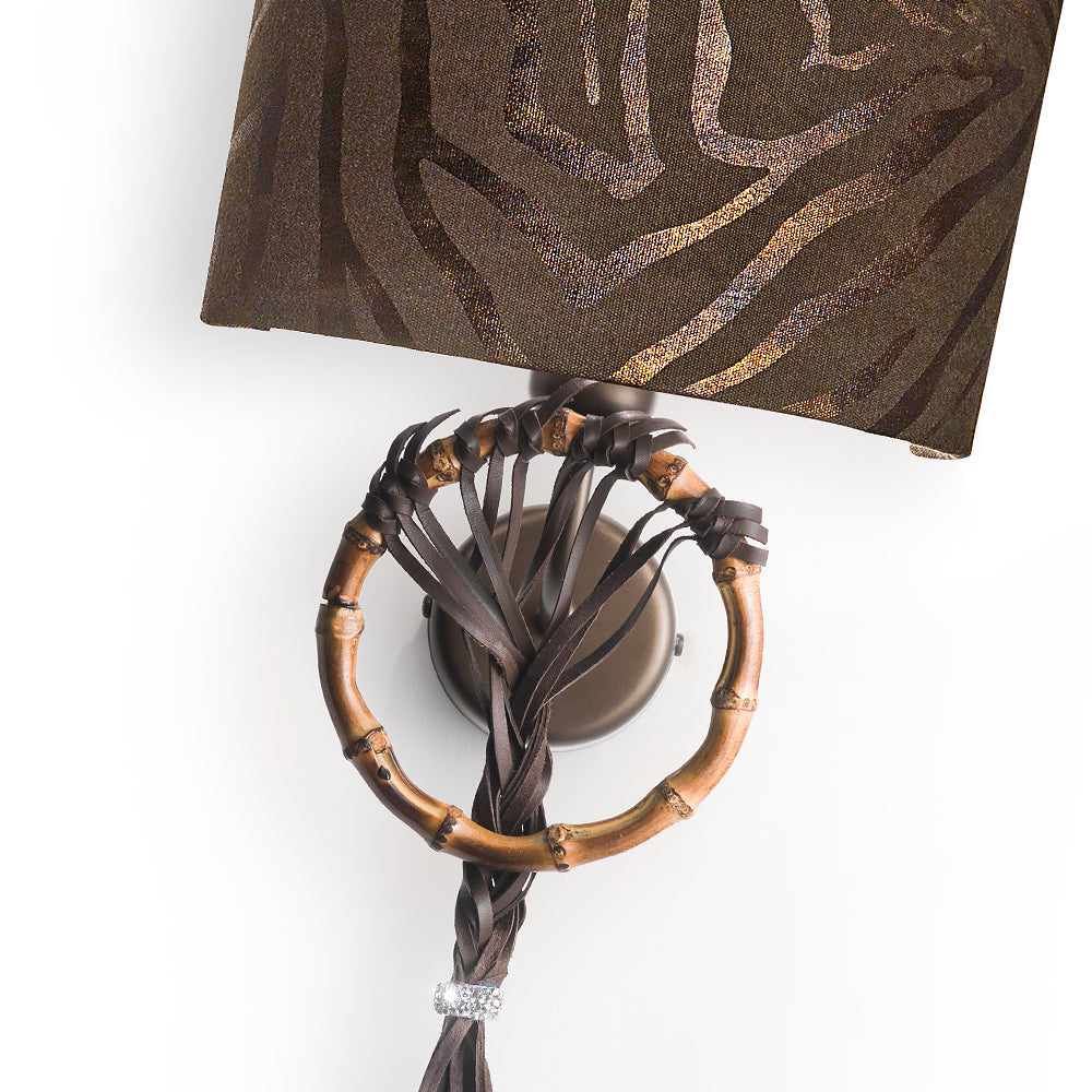 Boho Chic Patterned Bamboo Wall Light, Wall Sconce, detail 4