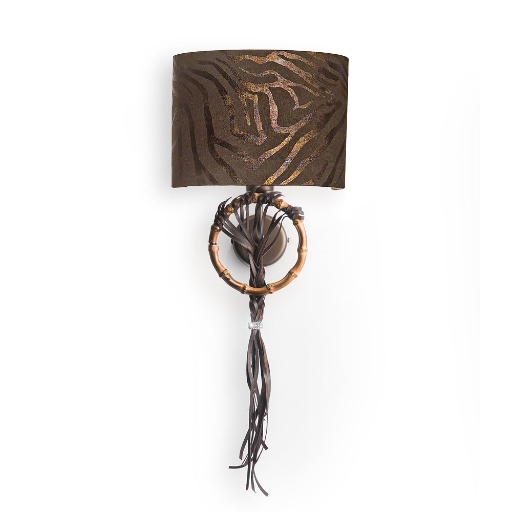 Boho Chic Patterned Bamboo Wall Light, Wall Sconce, detail 2