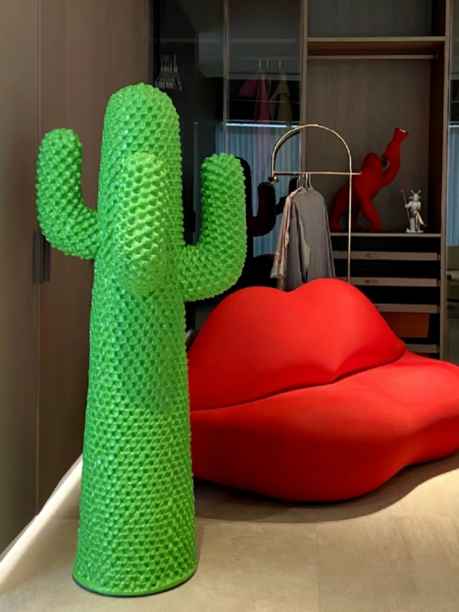 Glass Mello Sculptural Portable Lamp Cactus Coat Rack, Bedside Table Lamp, detail 24