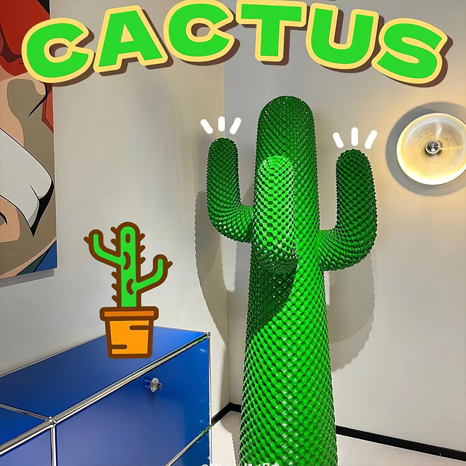 Glass Mello Sculptural Portable Lamp Cactus Coat Rack, Bedside Table Lamp, detail 67