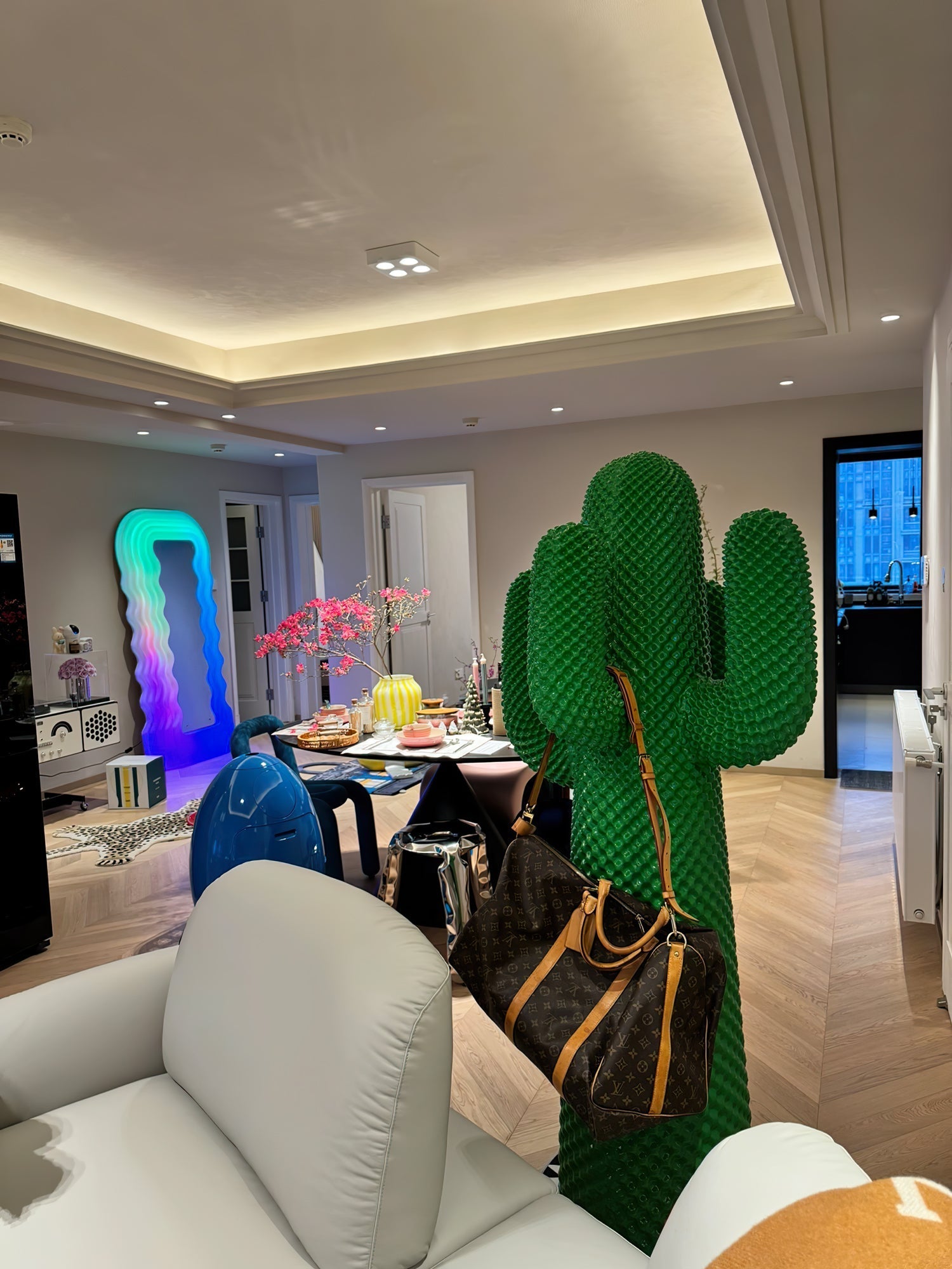 Glass Mello Sculptural Portable Lamp Cactus Coat Rack, Bedside Table Lamp, detail 44