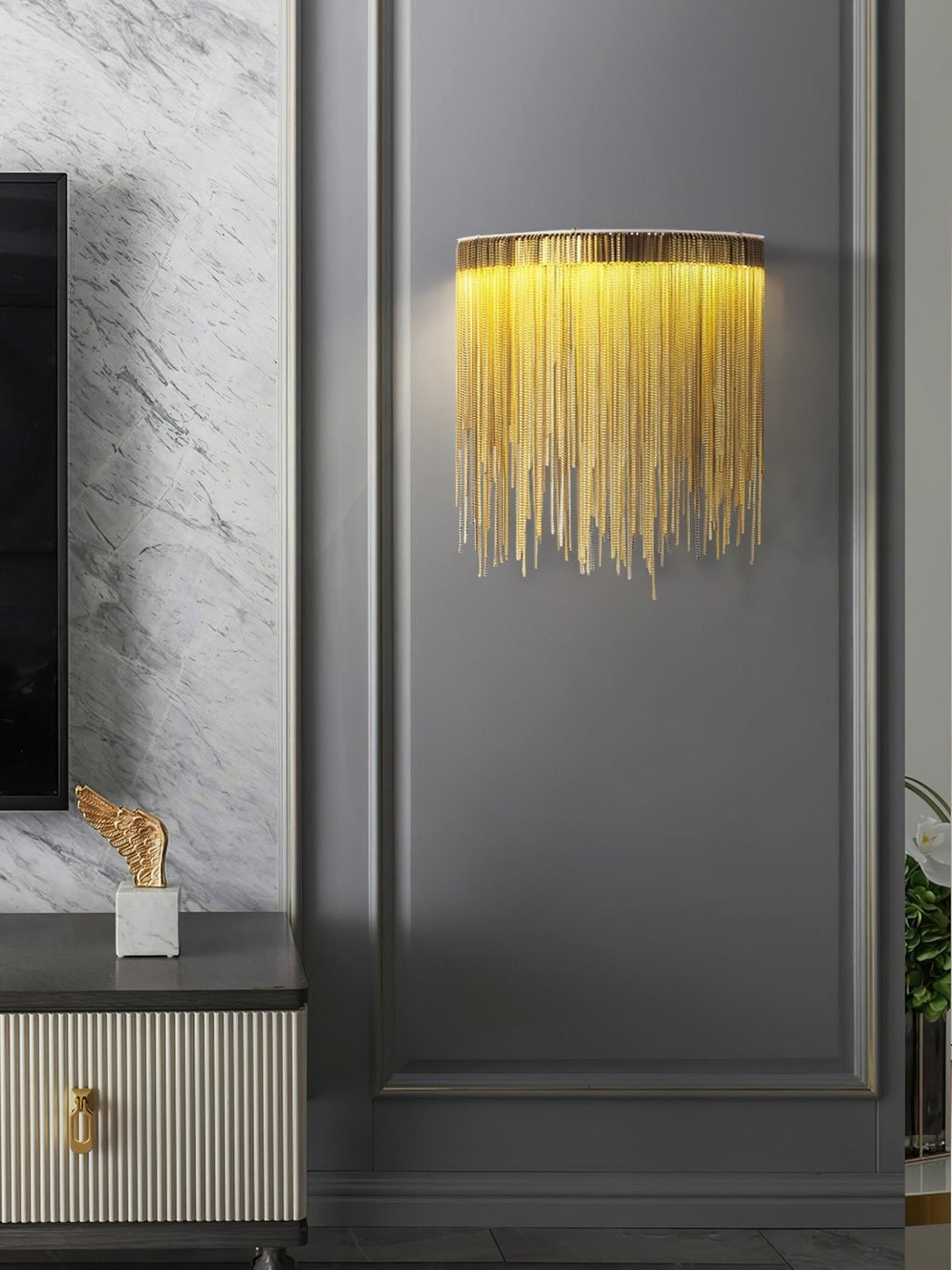 Cadena Tassel Wall Light, Hardwired Wall Sconce, detail 6