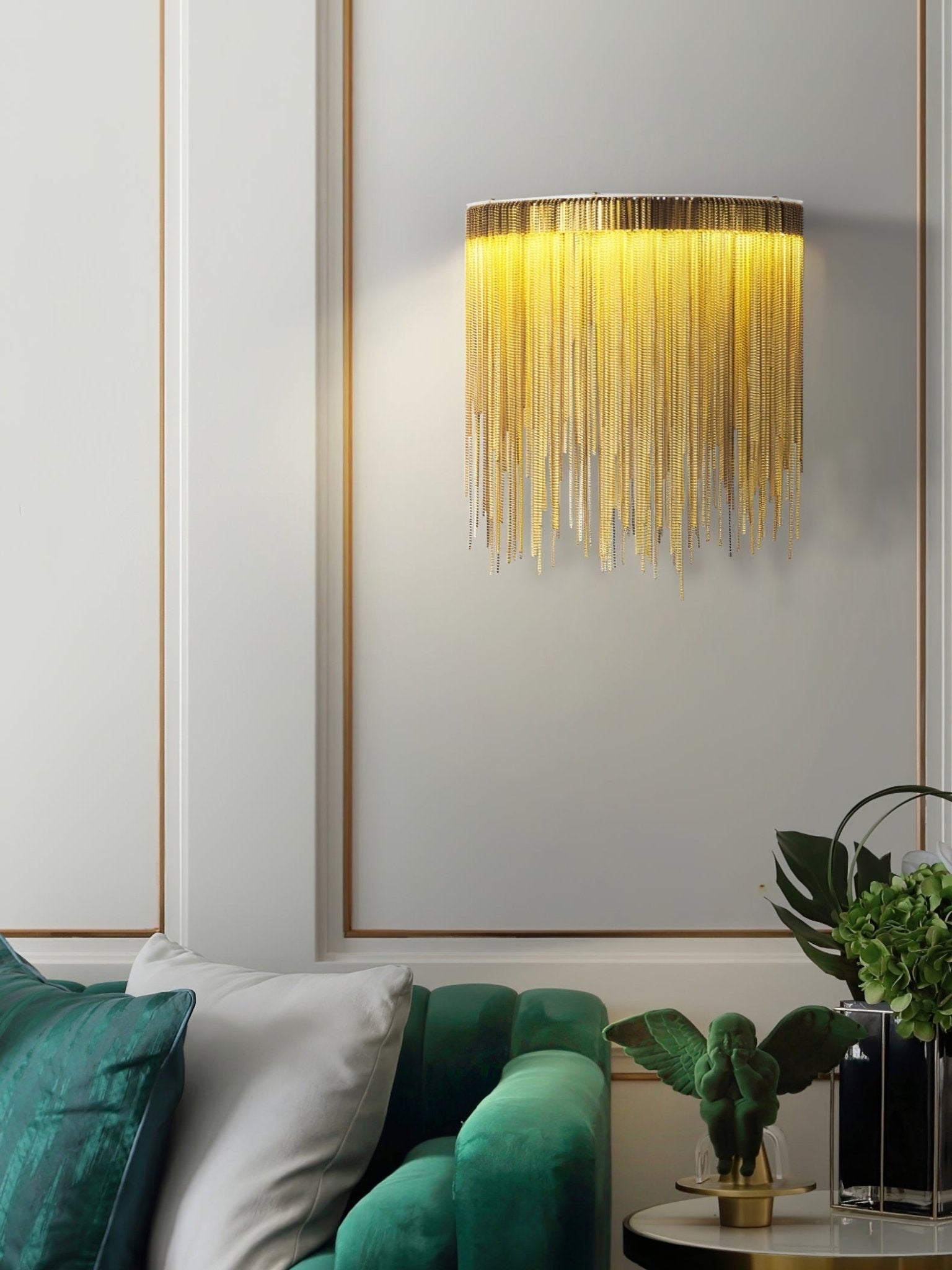 Cadena Tassel Wall Light, Hardwired Wall Sconce, detail 7