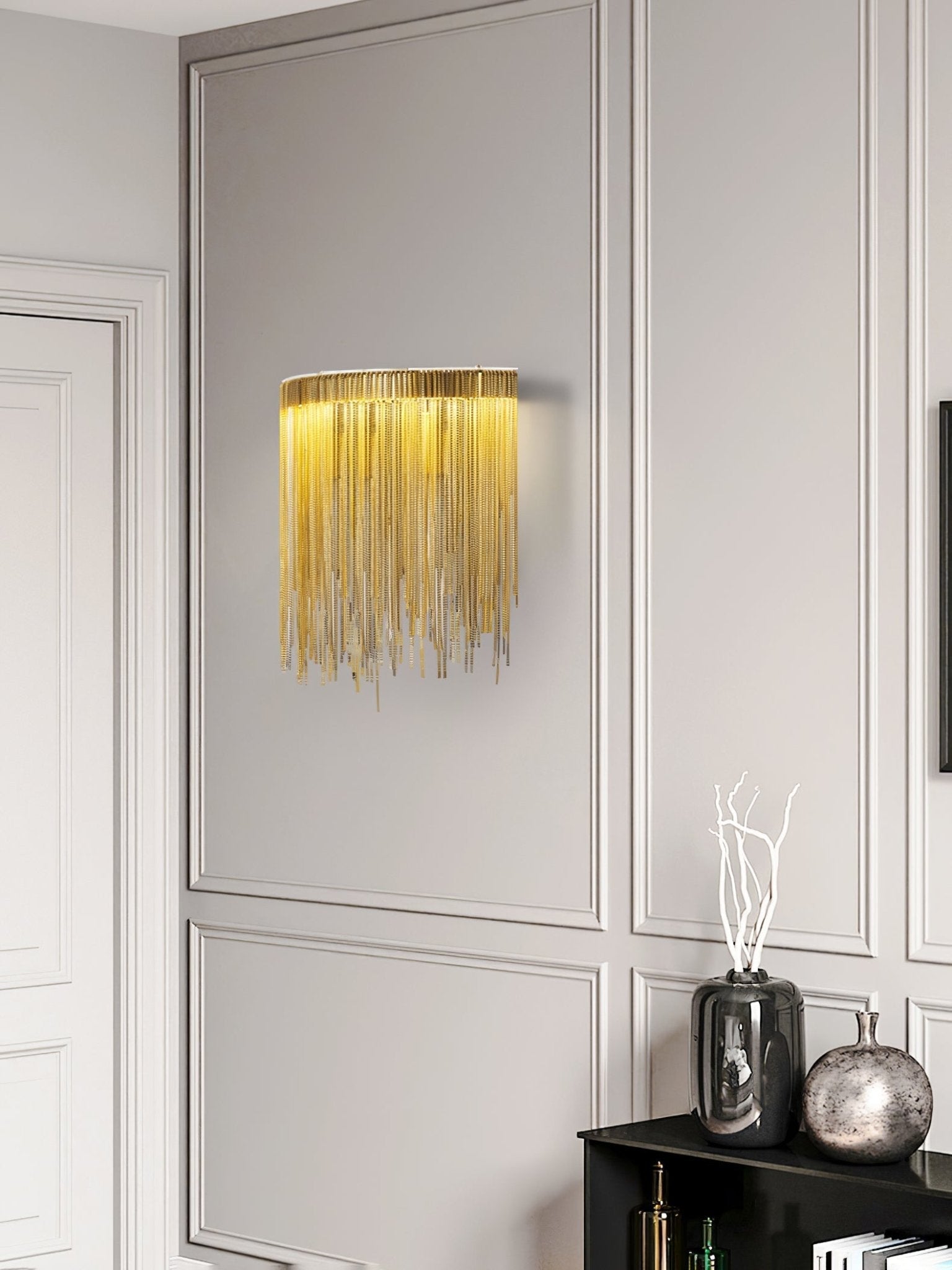 Cadena Tassel Wall Light, Hardwired Wall Sconce, detail 11