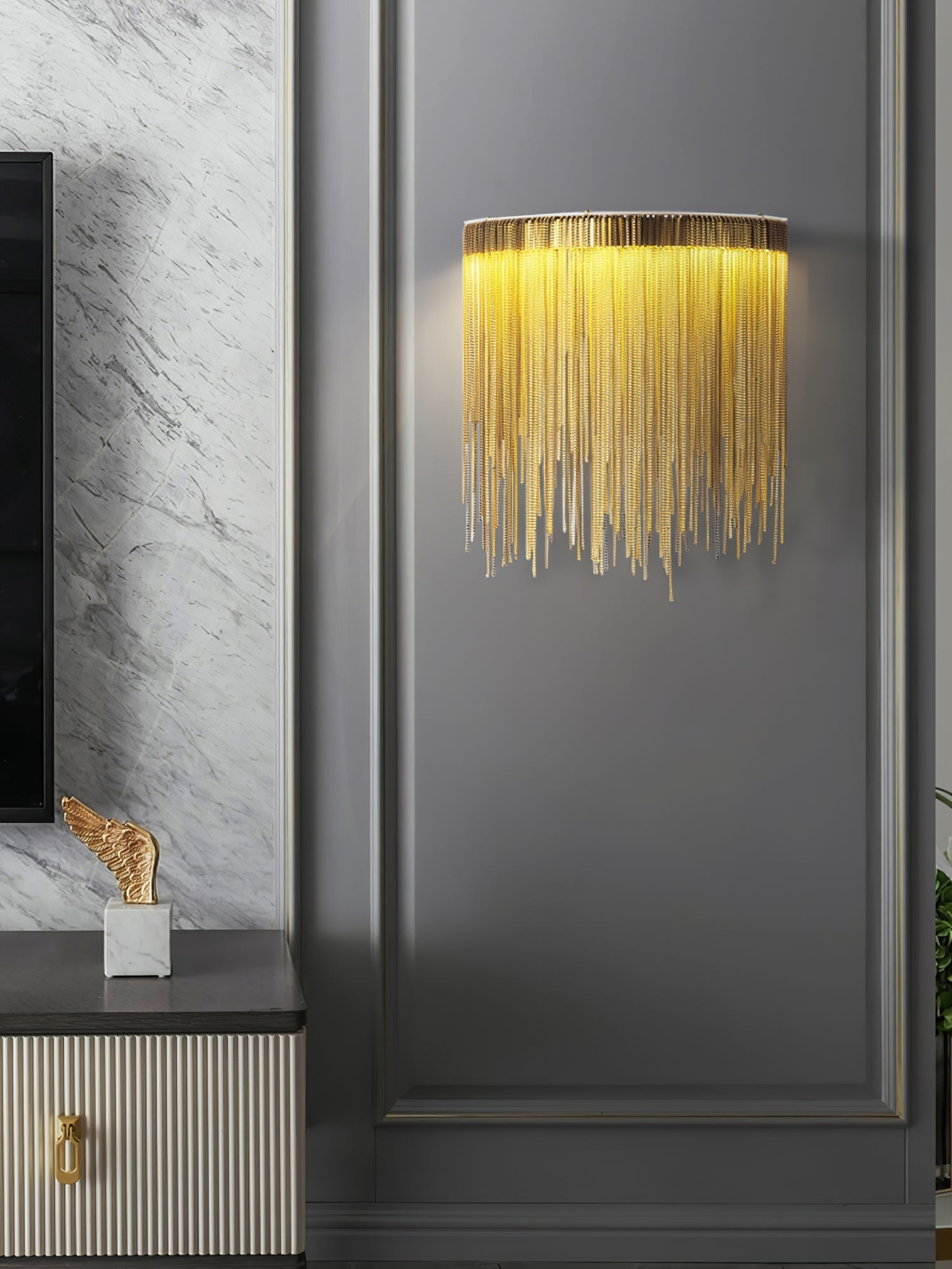Cadena Tassel Wall Light, Hardwired Wall Sconce, detail 19