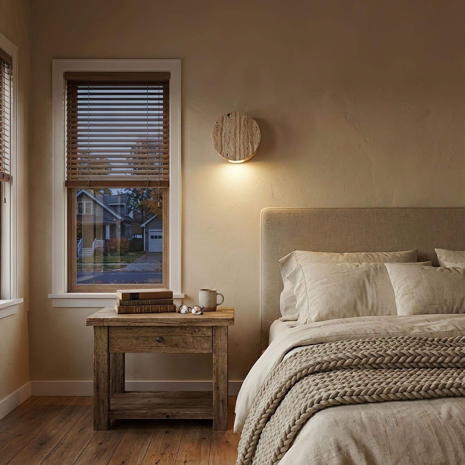Caelan Travertine Wall Light, Hardwired Wall Sconce, detail 5